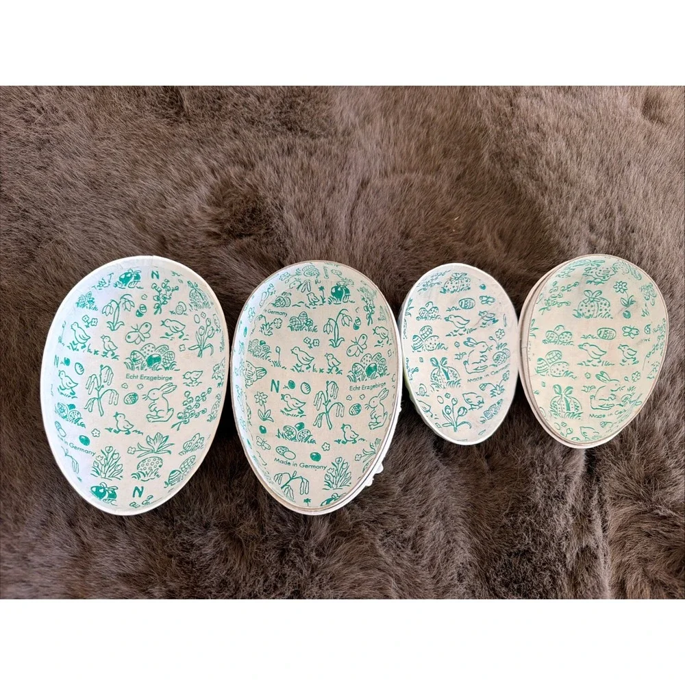 Vtg Erzebirge German Paper Mache Nesting Easter Spring Eggs Erzgebirge (2) 3